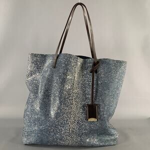 LINDE GALLERY Navy Ivory Embossed Suede Tote Bag